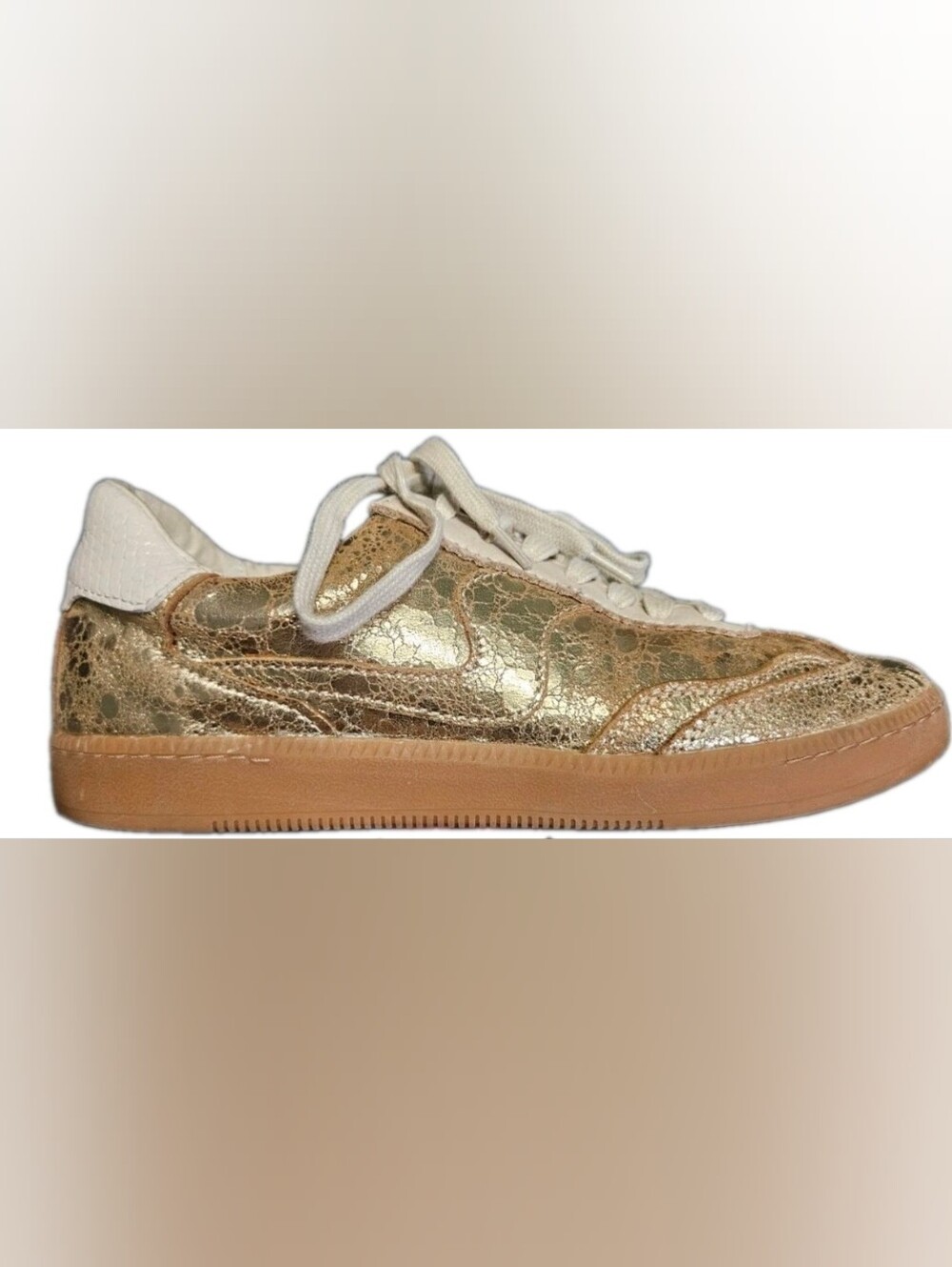 Dolce Vita Notice Gold Distressed Metallic Sneakers Size 8 EUC